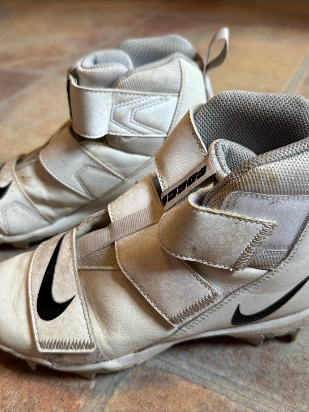 Nike Forge White and Black Kids Football High-Top Sneakers